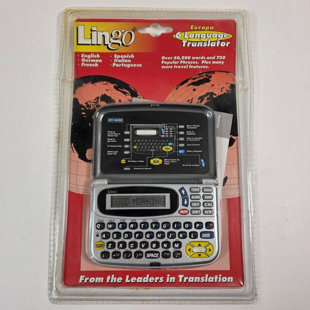 Lingo Europa 6 Language Translator Electronic Calculator World Clock TR-600C